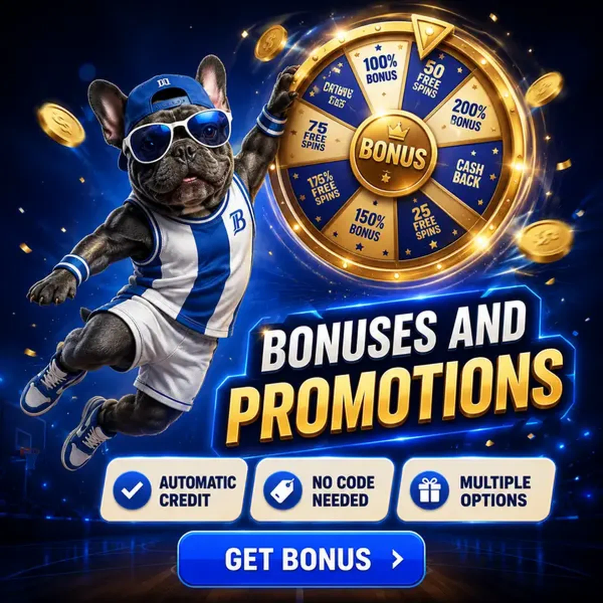 Energetic character catches spinning bonus wheel at BaxterBet promotions court